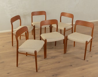 Chaises de salle à manger des années 60 modèle 75, Niels O. Møller, années 50, vintage