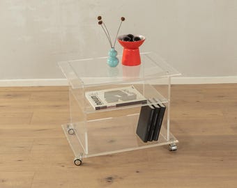60s side table, acrylic, trolley, transparent, vintage