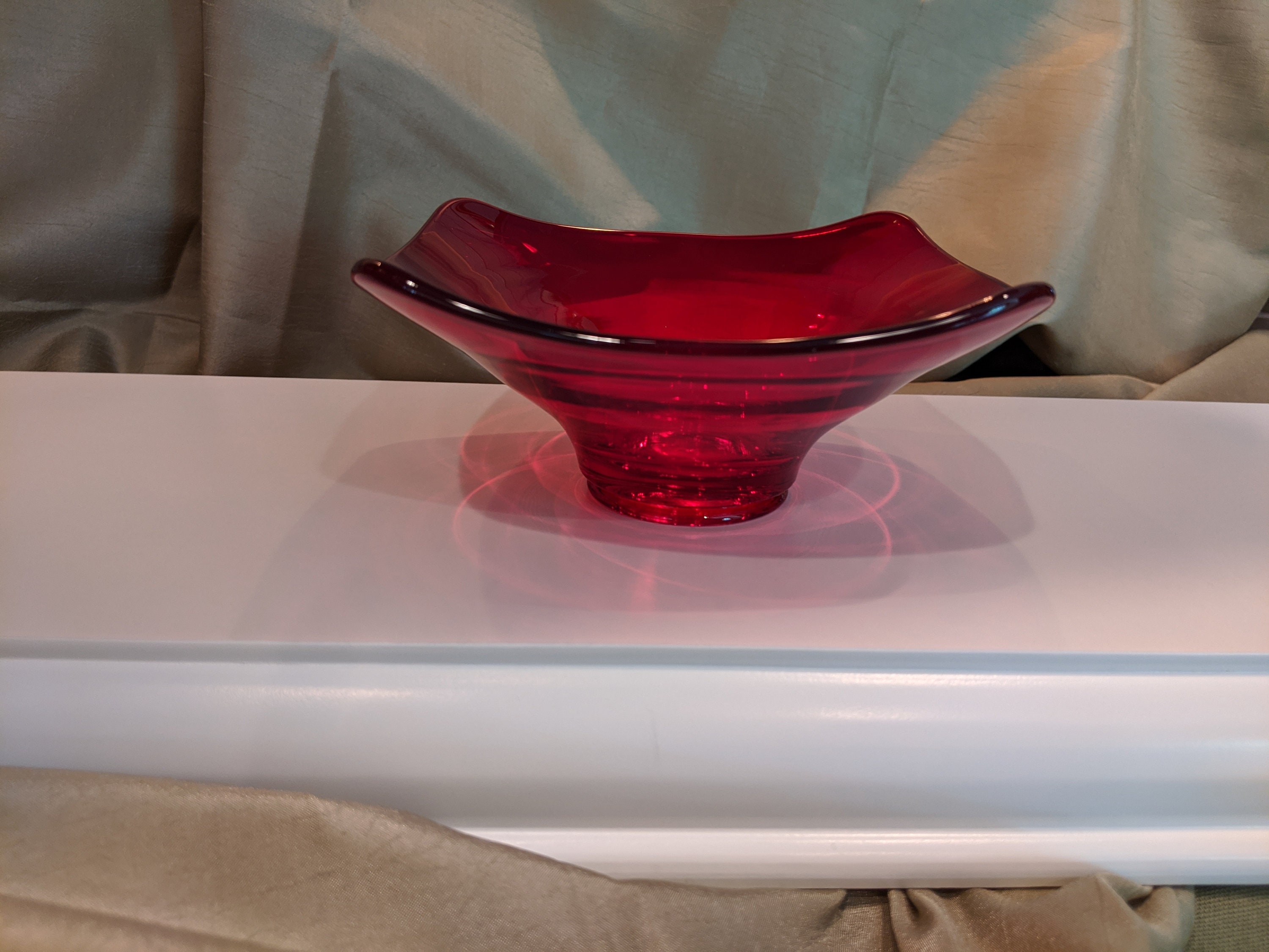 Vintage VIKING Art Glass Ruby Red Bowl MCM Etsy