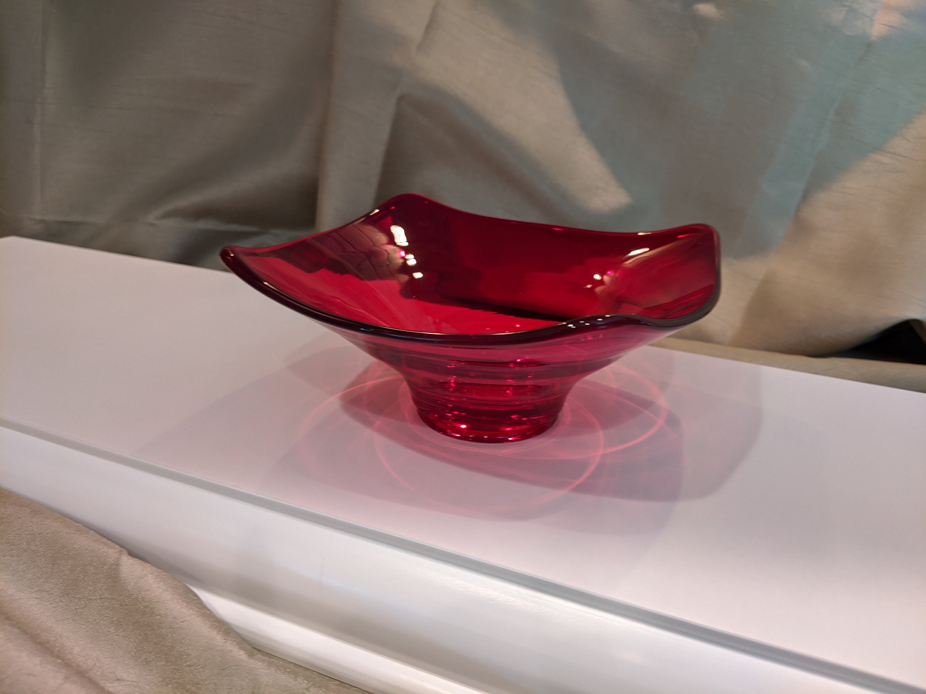 Vintage VIKING Art Glass Ruby Red Bowl MCM Etsy