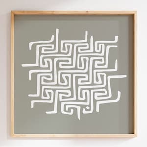 Maze Poster Native America inspired for Southwestern Wall art from Primitive Cave Art, Labyrinth Printable Art, Large Square Wall Print