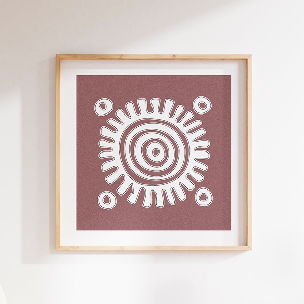 Aztec Sun Printable art, Mexican Downloadable Print 24x24 inch, Boho Tribal Digital Decor, Beach vibes Poster square for Latin art lover