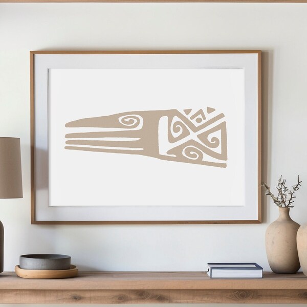 Indigenous inspired Bird Printable art, Ancient Creature Poster Download A0, Modern Ethnic Wall decor 33x47 inch, Instant art for Workplace