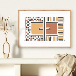 Nazca Tribal Art Print: Earthy Peruvian Decor (Digital Download 29x20 inches)