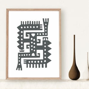 Ancient Peruvian Wall art A0, Organic Shapes Poster Download 33x47 inches, Dark Abstract Nature Print, Surreal Printable Decor for Hallway