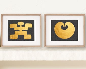 Art Tribale Latino-Américaine, Ensemble 2 Peintures Colombiennes