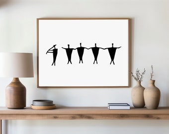 Danseurs abstraits en Impression imprimable musicale minimaliste avec Poster des Amérindiens, Décoration chambre principale Art du désert