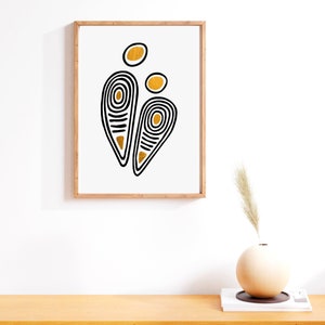 Gold love painting 6x8 for Taino wall art, Ethnic limited art for her with minimalist abstract artwork hand painted Dominican inspired