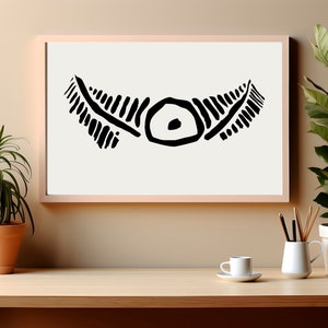 Taino art poster with Third eye print 24x16 inches Arawak inspired, Puerto Rico spiritual decor with abstract ethnic minimal wall art