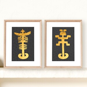 Colombian Gold Art Print Set: Tribal Pectoral Painting, Ethnic Gallery Wall Decor