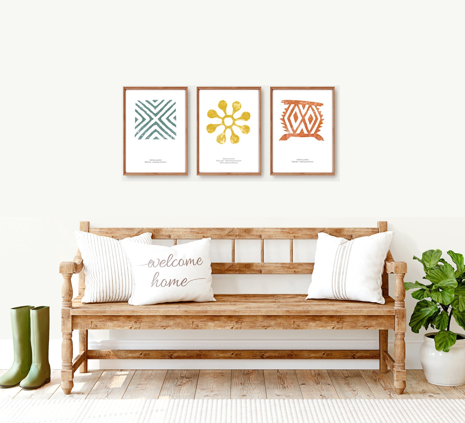 Ghana Wall Art Set African Gallery Wall Set of 3 Adinkra Etsy UK