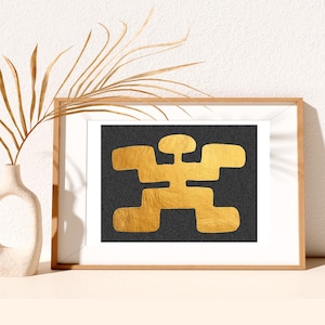 Quimbaya Colombian Wall art, Pre Columbian Art, Gold Ancient Painting 6x8 inches, Limited Decor A4, Ethnic Gift, Tribal Treasure Artwork
