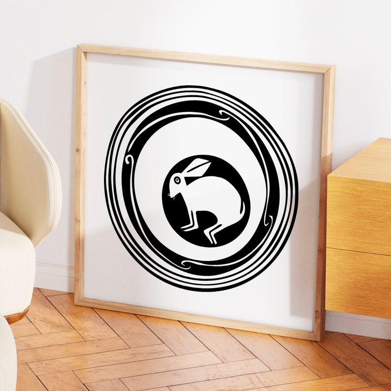 Mimbres Rabbit Art Print: Native American Tribal Illustration (digital ...