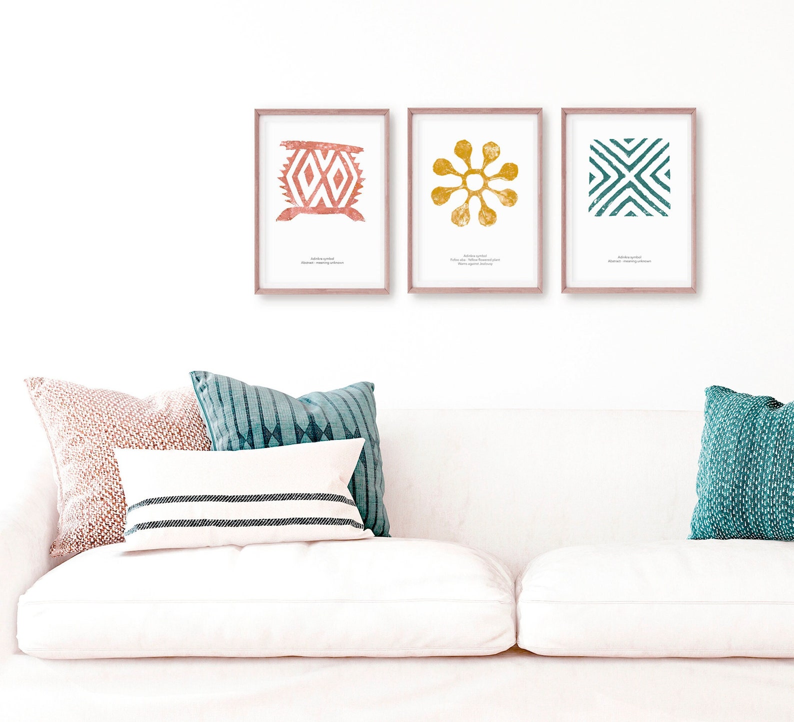 Ghana Wall Art Set African Gallery Wall Set of 3 Adinkra Etsy UK