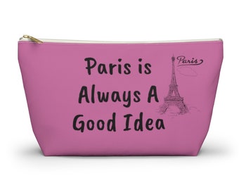 Paris Love Make Up Bag Travel Tote Accessory Pouch w T-bottom