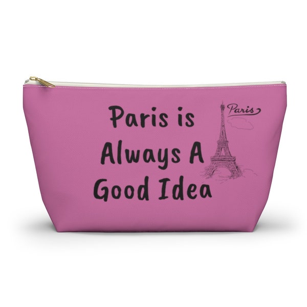 Paris Love Make Up Bag Travel Tote Accessory Pouch w T-bottom