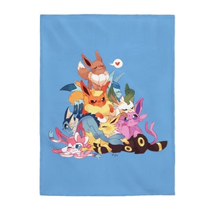 Eevolutions Velveteen Plush Blanket Soft Blue Anime Sylveon Glaceon Umbreon Espeon Eevee Flareon Leafeon Jolteon Vaporeon