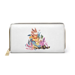 Eevee Zipper Wallet Eeveelutions Umbreon Glaceon Sylveon Leafeon Flareon Vaporeon Espeon Jolteon