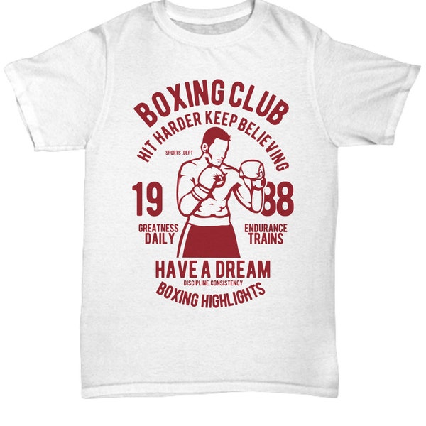 BOXER BOXING Club T-Shirt Vintage Retro Inspired Tee Shirt MMA Sports Lover Boxing Fan Mixed Martial Arts Boxing Ring Fighter Gloves Ring