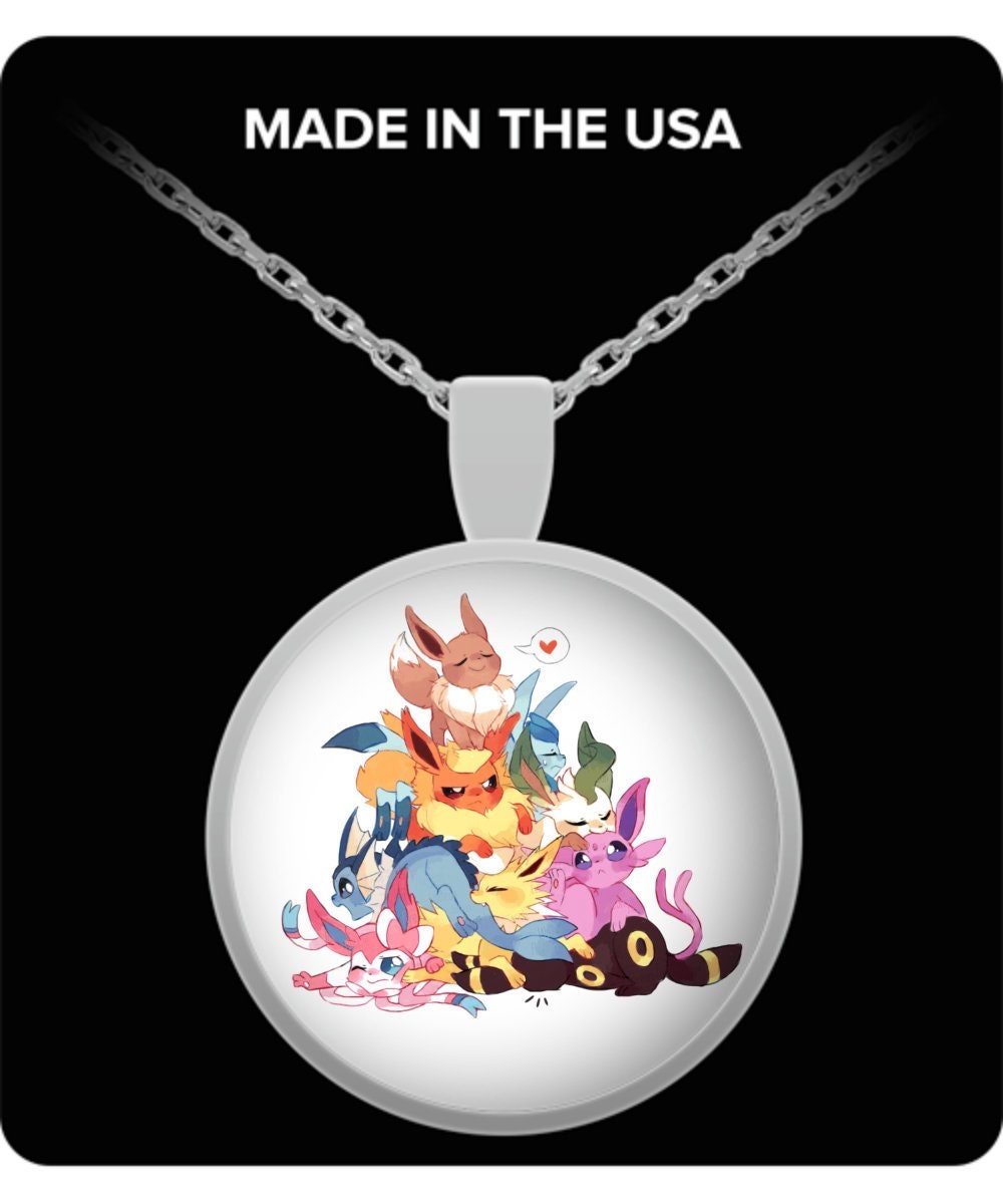 Eevee Necklace Pokemon Go Fan Eeveelutions Espeon Glaceon Etsy