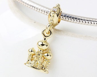 4 Castle Charms Antiqued Silver Fairy Tale Pendants Medieval 21mm Haunted