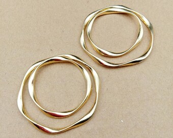50mm Rhodium Plated Brass Hoop Pendant 1.5mm Wire 3pcs. Ear Hoop Brass Hoop Finding Ring Hoop