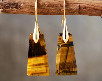 Natural Stone tiger eye Pendant earrings, Natural Tiger Eye Pendant earrings ,  Natural gemstone earrings, healing Stone Earrings