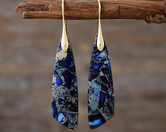 Natural sea sediment Stone Pendant, Natural Stone Pendant earrings ,  Natural gemstone earrings,  Stone Earrings