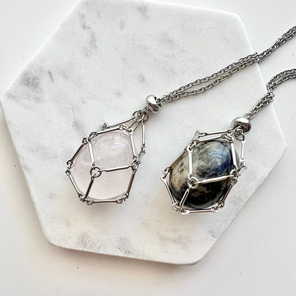 Titanium steel Gem Holder necklace ,  Titanium steel crystal holder necklace ,  Stone holder necklace, titanium steel custom gem holder