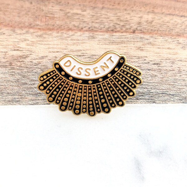 Enameled Dissent Pin,  Dissent Enamel pin, RBG pin, RBG collar pin, Ruth Bader Ginsburg Pin