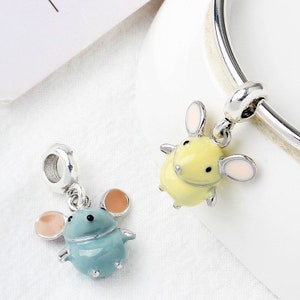Cute little mouse charm, Enamel Mouse Charm, Mouse dangle charm for bracelet making, Mouse Charm fits brand name bracelets