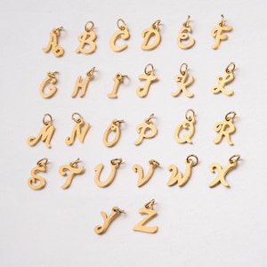 Letter charm, Stainless Steel Letter Pendant, letter charm pendant for jewelry making, Tarnish resistant letter charm, Golden Letter Charm