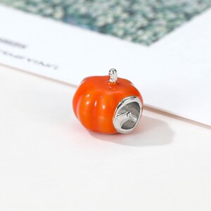 Cute enameled pumpkin charm for bracelet making, Halloween charm for bracelet, Pumpkin charm
