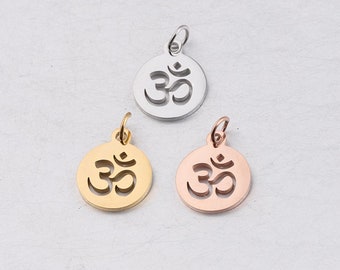 OM charm, Stainless Steel Om Pendant, Om charm for bracelet making, om charm pendant for jewelry making, Tarnish resistant ohm charm