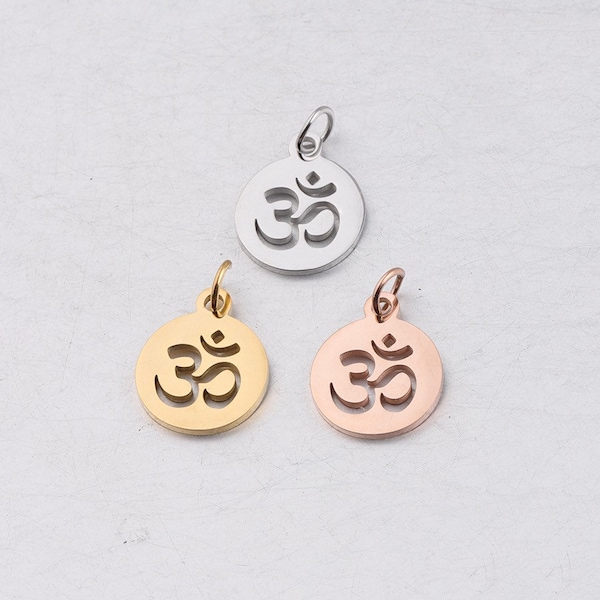 OM charm, Stainless Steel Om Pendant, Om charm for bracelet making, om charm pendant for jewelry making, Tarnish resistant ohm charm