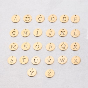 Bulk! Gold Letter charm, Stainless Steel Letter Pendant, letter charm pendant for jewelry making, Tarnish resistant letter charm