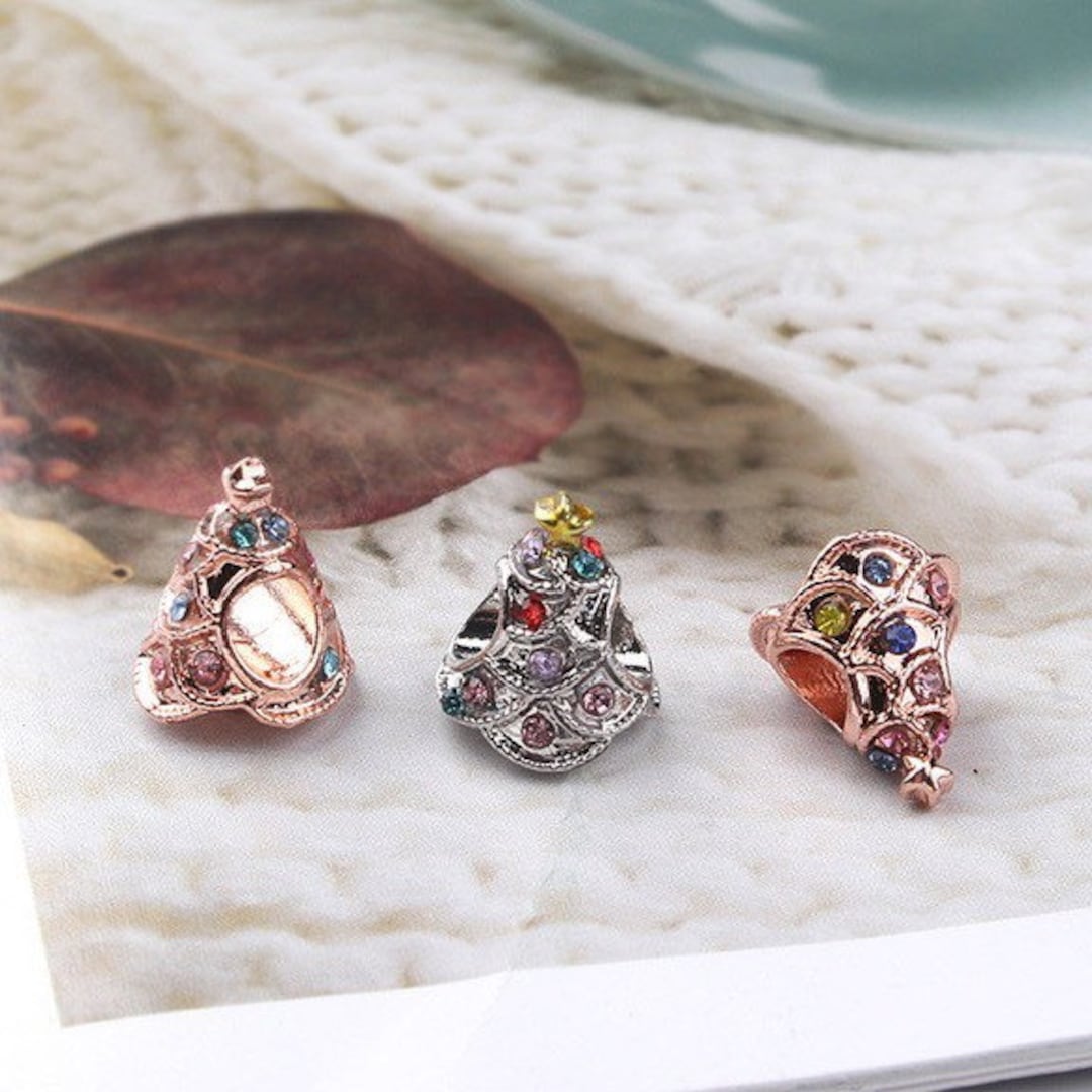 Rose Gold Christmas Tree Charm, Rose Gold Christmas Tree Charm Fits 4mm Bracelet, Christmas Tree