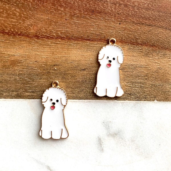 Enamel Dog Planner charm,  Bichon Frise Dog charm,  Cute Bichon Frise planner charm ,  Dog Charm, Puppy Charm, Pup Portrait charm