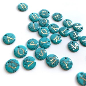 bulk! Clearance! Imitation turquoise Letter charm,  Letter Pendant, letter charm pendant for jewelry making, Turquoise letter charm