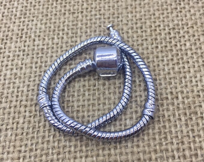 Custom Add-On item european bracelet in silver tone brass snake chain bracelet, Snake chain bracelet, custom charm bracelet