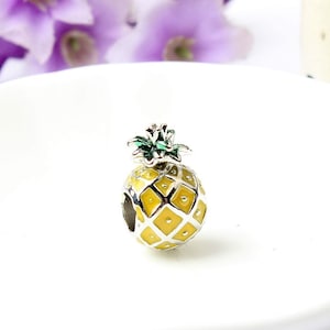 Cute enameled pineapple charm for bracelet making, pineapple charm for bracelet