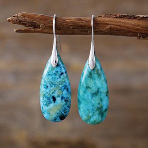 Natural sea sediment earrings, Natural Stone Pendant earrings ,  Natural gemstone earrings,  Stone Earrings, natural sea sediment earrings