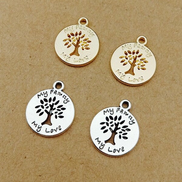 Bulk! 5 pc family tree charm for jewelry making, Family charm for bracelet,  family charm, family pendant, my family my love charm