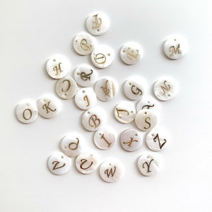 Bulk ! 26 pc Seashell Letter charm,  Seashell Letter Pendant, letter charm pendant for jewelry making, Seashell letter charm