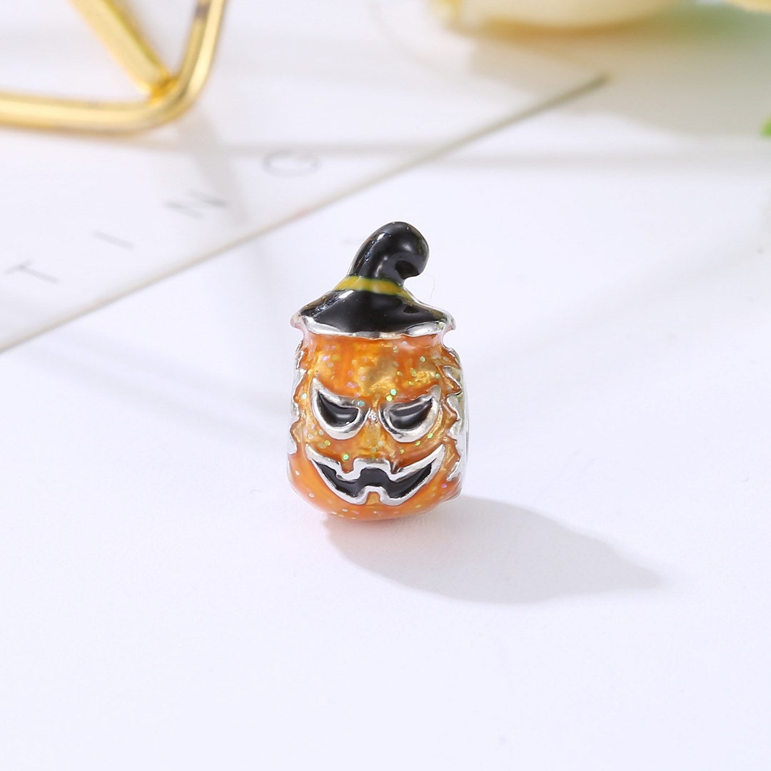 Cute Enameled Jack O Lantern Charm for Bracelet Making, Halloween Charm ...