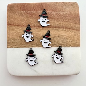 Bulk! 5 pc Halloween ghost crafting charm,  Halloween Planner Charm,  Halloween ghost charm pendant, Enamel Halloween pendant