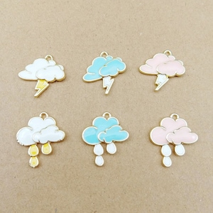 Bulk! 10pc weather element,  lightning Thunder Cloud charm, Cloud thunder lightning charm pendant, weather calendar charm , enamel planner