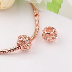 Rose gold abstract waved charm for bracelet making, Rose gold waved charm for European bracelet, rose gold charm