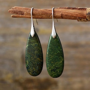 Natural sea sediment earrings, Natural Stone Pendant earrings ,  Natural gemstone earrings,  Stone Earrings, natural sea sediment earrings