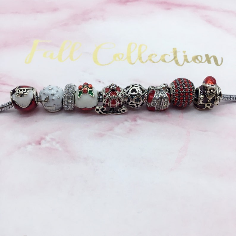 Our favorite pick A White Christmas charm set variety red white Christmas theme charm set for bracelet making